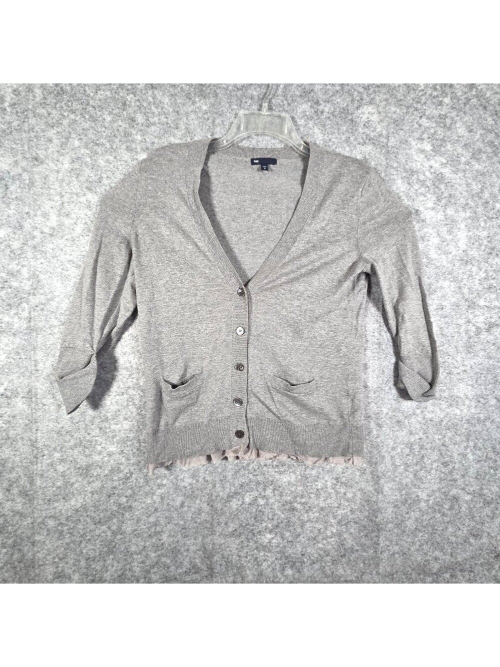 Gap Women's Cardigan Sweater Button Up V Neck Pockets Gray Size M Classic Prep